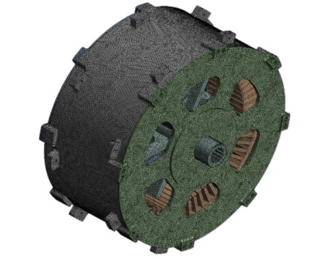Radial Flux PMSM motor assembly
