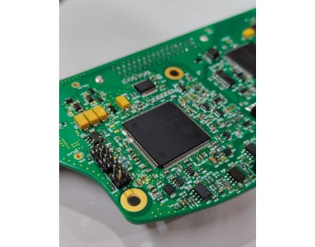 Assembled PCB close-up showing component layout